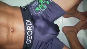 Desperate pissing in wet underwear climax moaning twink golden shower
