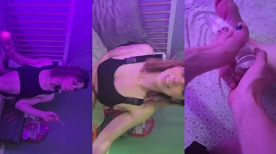 Smoking 420 while choking on my vibrator and dildo