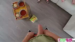 Teen stepsister and BFF get a surprise Cinco de Mayo threesome
