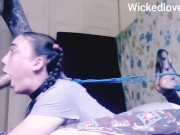 Feet to neck tied up slobbering belly facefucking THROAT PIE #2