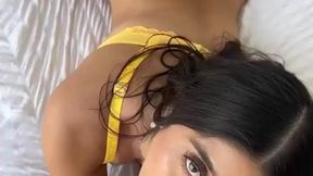 Brunette beauty teases with bubble butt before deep throat