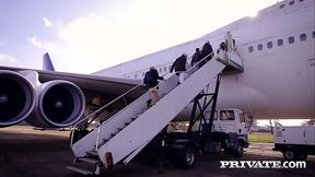 Stunning blonde Mia Malkova gives a deepthroat blowjob in the Mile High Club