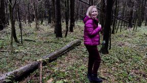 Outdoor blowjob and deepthroat in in the forest