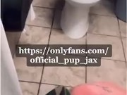 drinking and spitting piss from public restroom urinal naked.