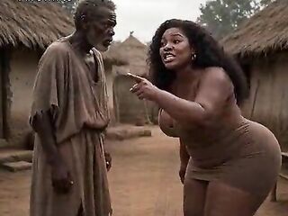 Afro hot [AI - Generated] black huge large breasts large booty thick ebony naija nigerian lewd sexy older mother I'd like to fuck black 3-headed female-dom screwed raw in public raw, no fucking-rubber by a darksome skin poor grandpa