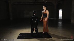 Latex femdom peggingrubber man slave