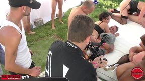 bts of the scene: casting 2 - orgy party anal experience: bbc, black and white, atm, anal, deep, rough, outdoor.