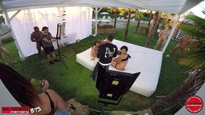bts of the scene: casting 2 - orgy party anal experience: bbc, black and white, atm, anal, deep, rough, outdoor.