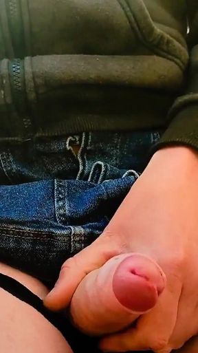 Outdoor close up masturbation