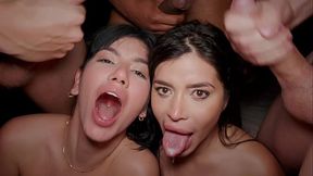Gangbang with two slutty milfs Yenifer Chacon and Sara Retali