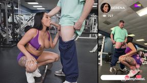Curvy Latina Dominates in a Hot Gym Threesome