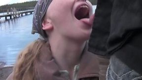 Long haired slut gets energetically poked from behind in restroom