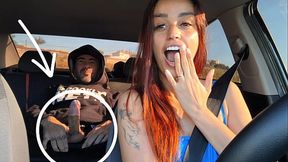 Safada motorista de APP pega passageiro pervertido se masturbando por tr&aacute_s e o ajuda a se masturbar e fode com ele no banco de tr&aacute_s!