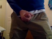Quick jerk through the zipper of my khaki pants.