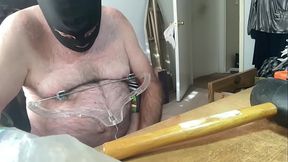 CBTluvr'_s 8 jan CBT show with alligator clips upside down balls bondage, pinned balls, assfuck and cumshot ending