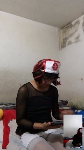 Joselynne Crossdresser Cosplay Nurse With Heels And Butthole