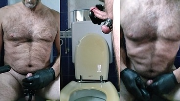 Masturbation with latex gloves and cockring series