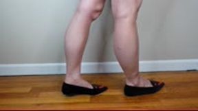 Muscular Calves in Black Pointy Flats WMV 1080