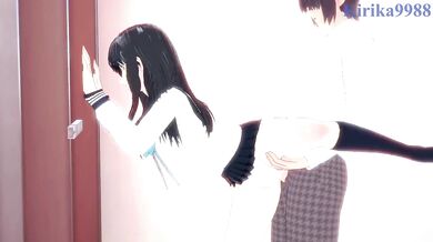 Komichi Akebi and I have intense sex in the restroom. - Akebi's Sailor Uniform Hentai