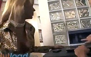 Blonde transex escort fuck to pay her laptop