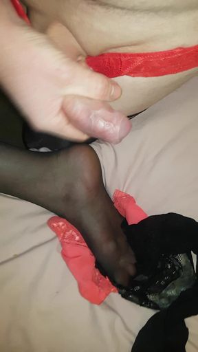 Cum on stocking feet ruined orgasm