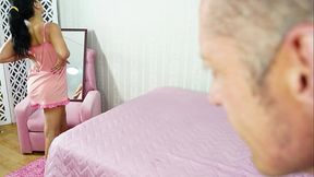 Skinny Latina teen gets surprised and then seduced