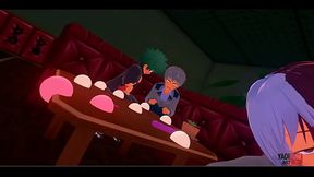 Boku No Hero Academia Yaoi - Todoroki sucking and jerking a dick while Deku and Bakugou look on - Asian Japanese Manga Anime Hentai Gay Porn