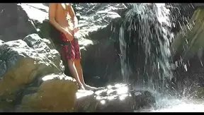 Steamy Solo Session: Hot Guy JERKS OFF Under Tropical Waterfall – 18+