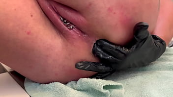 Anal Fingering Masturbates with Pee on the End