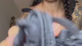 Stuffing my dirty panties down that throat