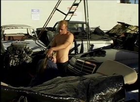 Gorgeous blonde gets fucked in a junkyard