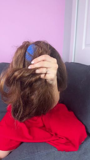 Sexy Play with Long Hair Using a Comb