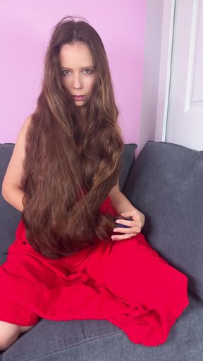 Sexy Play with Long Hair Using a Comb