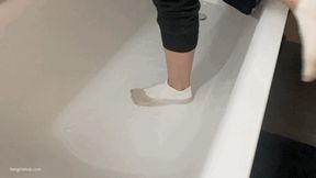 DIRTY WET SOCKS WASHING IN A BATHTUB - MOV Mobile Version