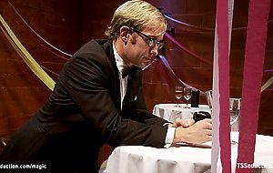 Party TS anal fucking blond guy