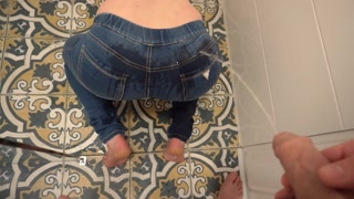 Desperate Pee in Jeans next He Pee on My Ass