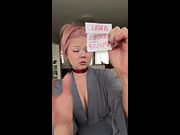 Big tits bounce as she teases with card