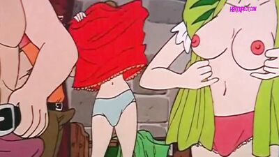 Watch this vintage cartoon porn with Little Red Riding Hood & her naughty side in doggystyle gangbang