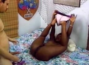 Ebony babe ass fucked by white cock
