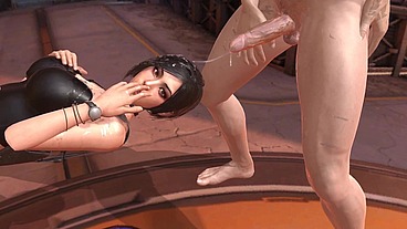 Ada Wong Throat Fucked while laying on her back - Resident Evil
