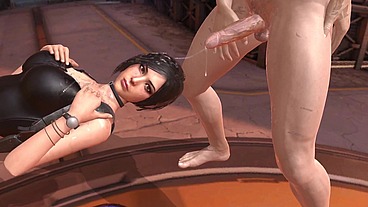 Ada Wong Throat Fucked while laying on her back - Resident Evil