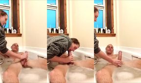 Steamy Bath Time: Exploring Daddy's Impressive Size