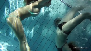 Zuzana and Lucie with big tits horny in the pool