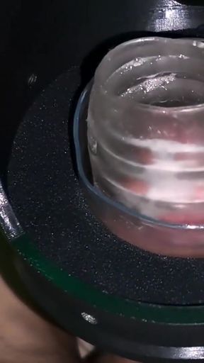 A jerk-off robot tests the stamina of a large penis.   Clip 2