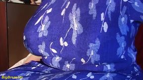 Horny BBW mature plays with her extreme monster tits