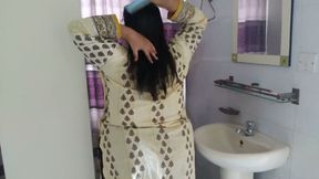 45 Year Old Neighbor Stepaunty Seduced Me by Seeing Her Big Ass While Combing Her Hair - Indian Desi Sex (bbw)