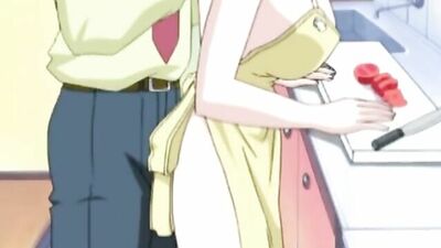 Check out the hottest housewife with massive tits and dildo play in a cooking cartoon