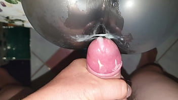 Cumshot on a black asshole