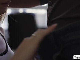 Smalltits TS barebacked by old stepbro