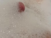 Pissing in a bathtub with foam